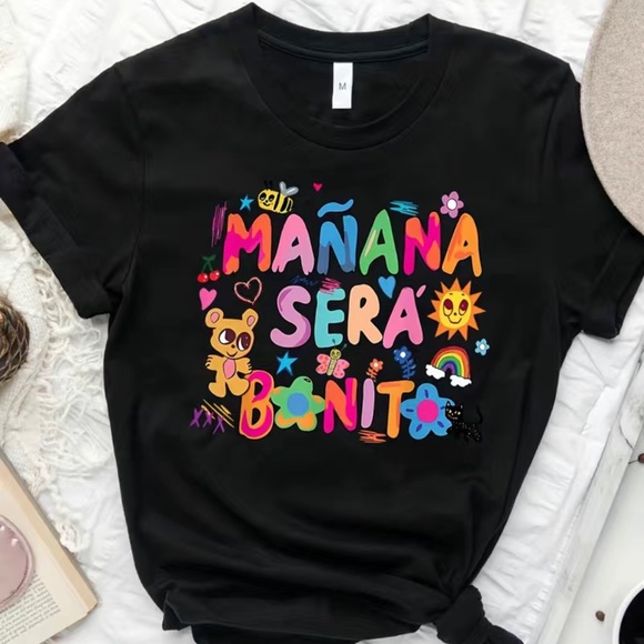 Mañana Será Bonito, Short Sleeve Crew Neck Casual Top Concert Summer & Spring - Picture 1 of 4